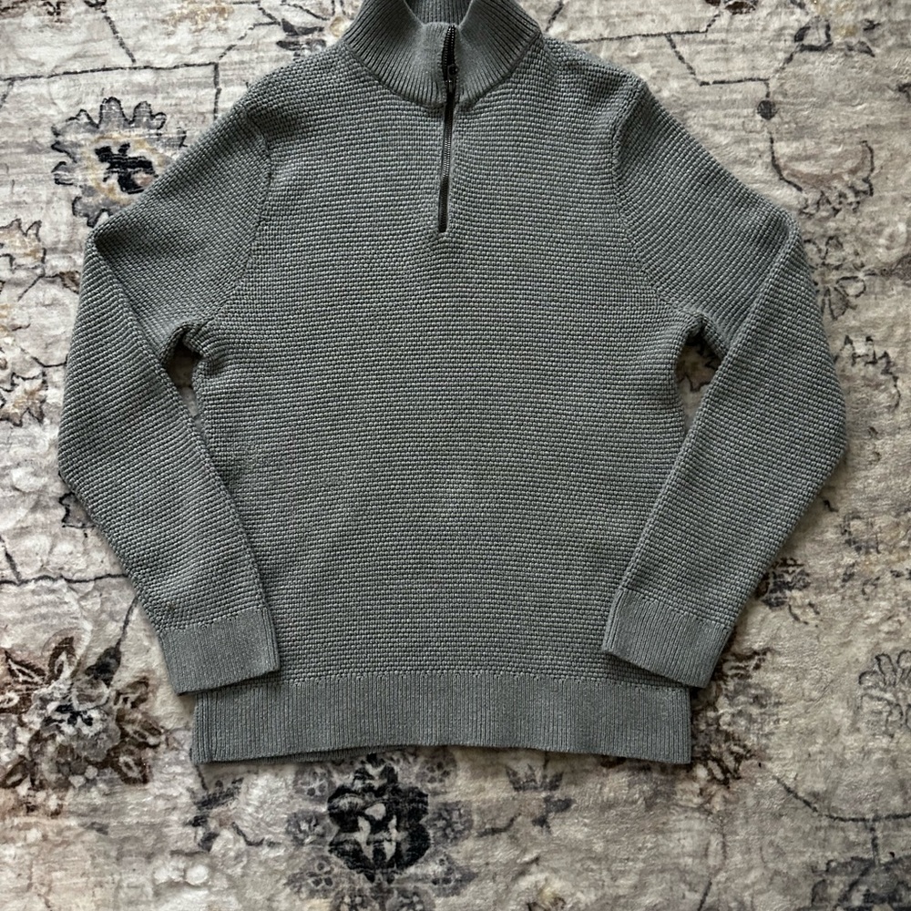 J. Crew Men's Textured Gray Zip-Up Sweater